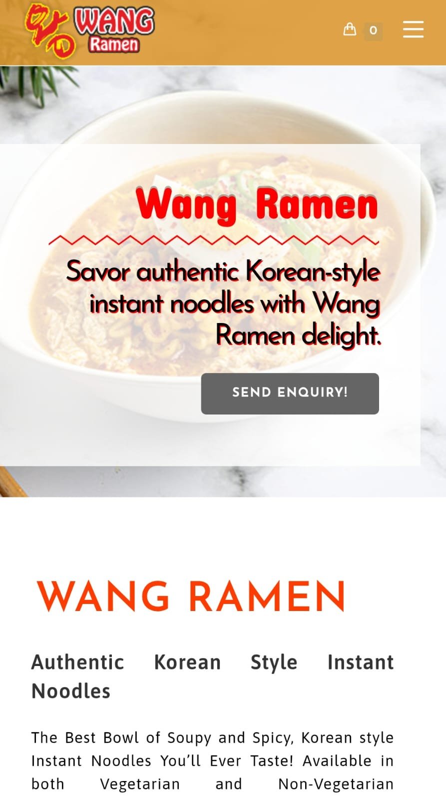 Wang Ramen website screenshot