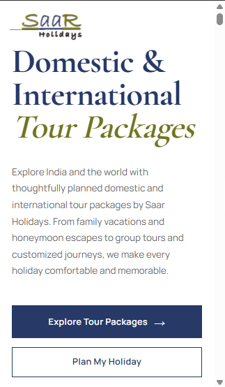 Saar Holidays website screenshot